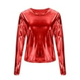 thumbnail image 7 of Metallic Tops for Women Long Sleeve Shimmer Disco Party T-Shirt Slim Going Out Club Sparkly Blouses Concert Outfit, 7 of 7