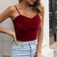 thumbnail image 2 of Gibobby Blusa corta de terciopelo con ombligo descubierto para mujer(Vino,CH), 2 of 5