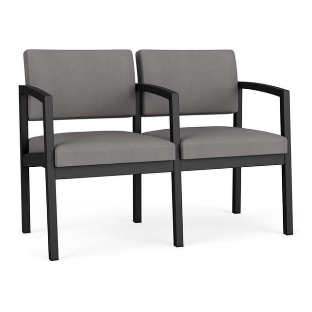Fauteuil d'Attente de Réception Lenox en Acier à 2 Places / Acier Noir / Gris Pâle