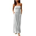 thumbnail image 1 of Robe Longue d'Été Sans Bretelles pour Femmes, Épaules Dénudées, Maxi Robe de Plage avec Poches, 1 of 6