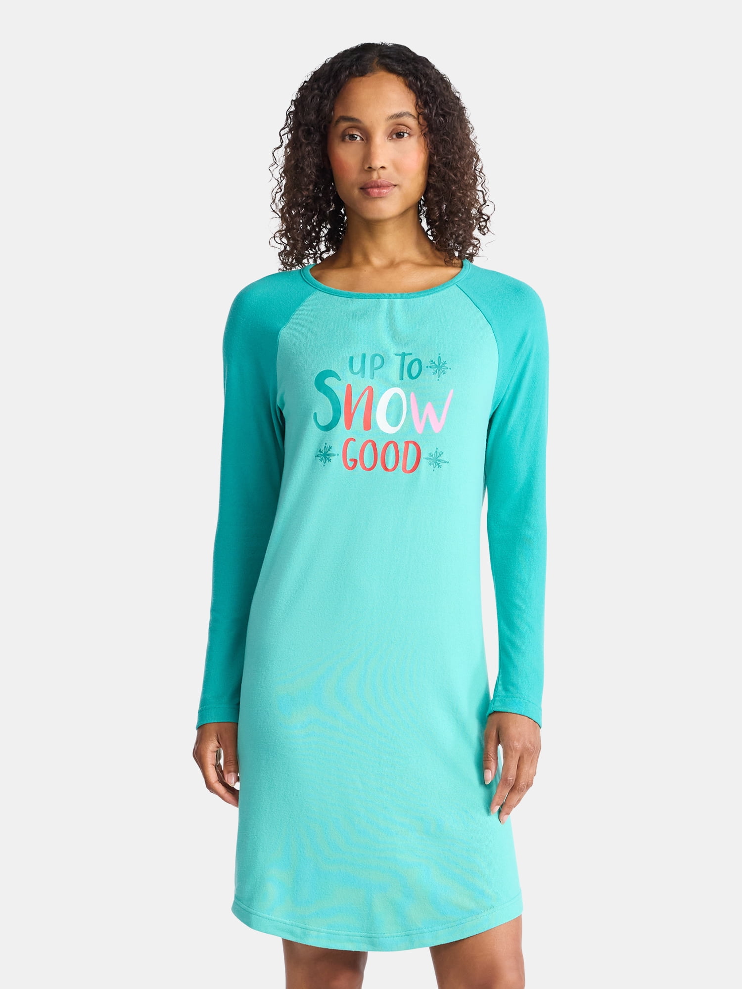 Lissome Women’s and Women’s Plus Ultra Soft Holiday Long Sleeve Printed Sleepshirt, 2-pack, Sizes S-4X