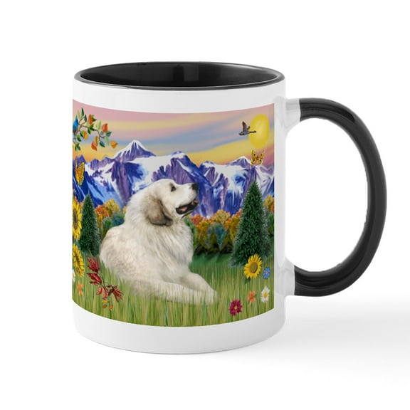CafePress - Mt Country & Great Pyrenees Large Mug - 11 oz Ceramic Mug - Novelty Coffee Tea Cup