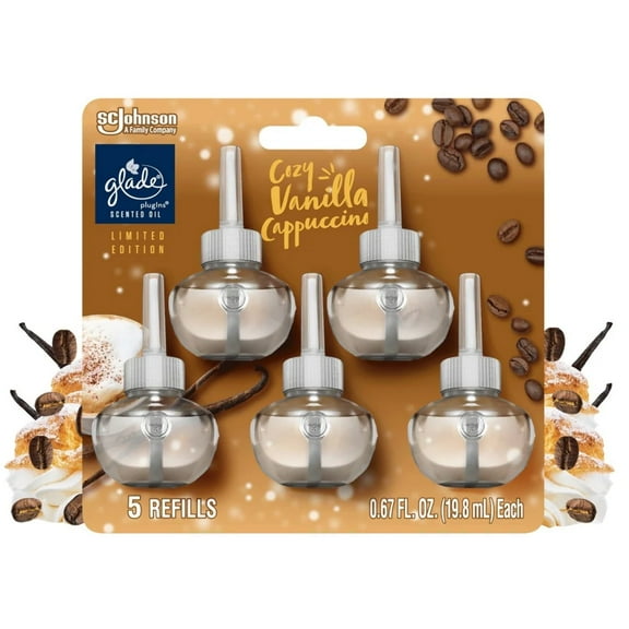 Glade PlugIns Scented Oil Air Freshener - Cozy Vanilla Cappuccino Refill - 3.35oz/5pk