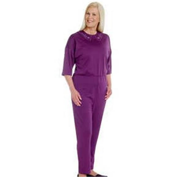 Silverts 233300206 Womens Adaptive Alzheimers Clothing Anti Strip Suit Jumpsuit&#44; Plum - 2XL