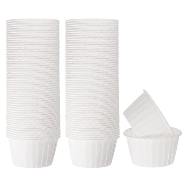 100pcs 3.5oz Moldes para Magdalenas de Papel de Tamaño Estándar Envoltorios Antiadherentes Desechables para Tartas Bodas Cumpleaños Navidad Blanco