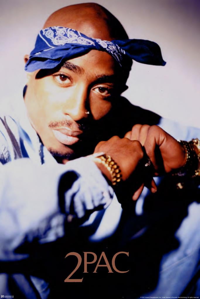 Tupac Posters 2Pac Poster Blue Bandana Portrait 90s Hip Hop Rapper 