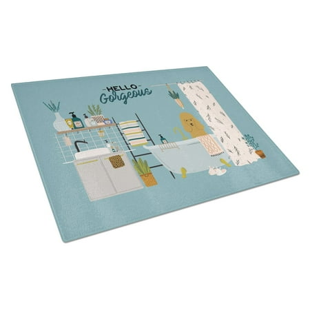 

Caroline s Treasures CK7491LCB Tan Poodle in Bathtub Glass Cutting Board Large 12H x 16W multicolor