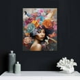 thumbnail image 4 of JEUXUS Black women Floral Wall Art - Boho Wall Decor for African Americans, Black Girl - Black Wall Art for Women - Boho-chic Flower Decorations - Women's Bedroom, Living room, Home - 16x20in, 4 of 4