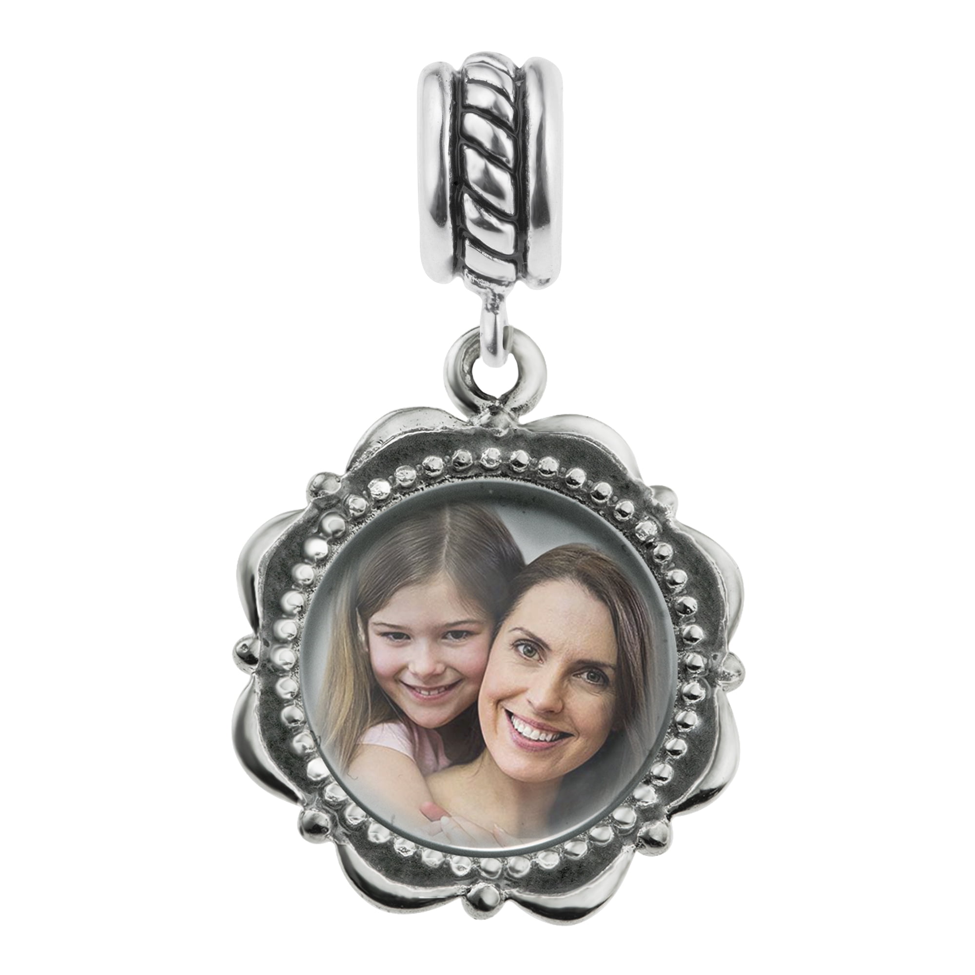 925 Sterling Silver Custom Photo Personalized Dangle Bead for Charm Bracelet 