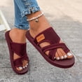 thumbnail image 4 of Womens Slides Sandals Minimal Water Friendly Flip Flops Summer Casual Lightweight Slippers for Beach Vacation Pool Daily Wear Wine Size 6.5, 4 of 6
