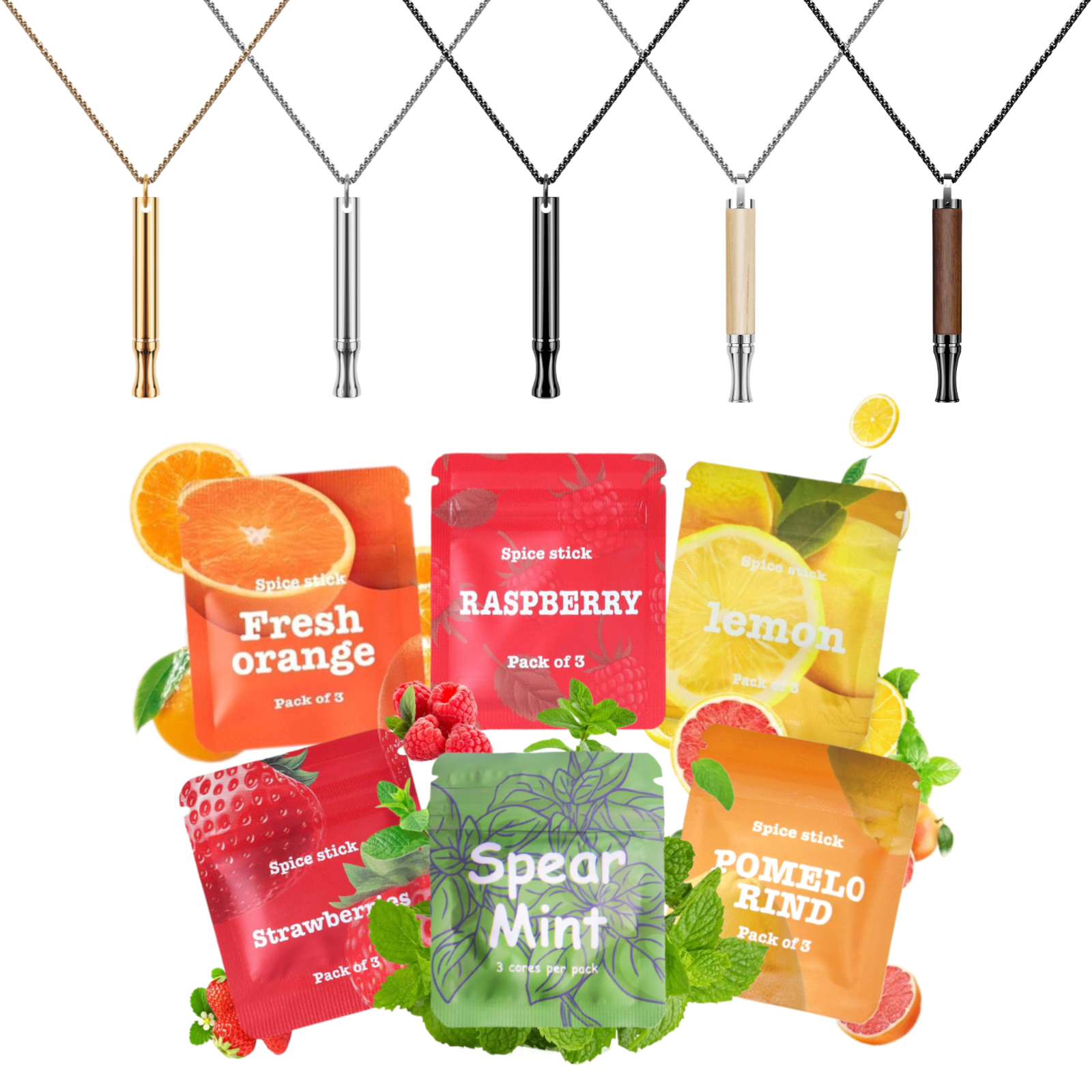 18pcs Refillable Cores in 6 Flavours for Breathing Necklace to Replace Bad Habit, Habit Support Necklace for Stress Relief, Refreshing Inhaler Sensory Fidget Necklace for Adults