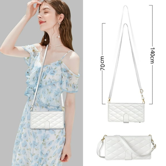 Compatible with Samsung Galaxy S25 FE Case for Girls Women, with Shoulder Lanyard Hand Strap Cards Holder Zipper Pocket Stand Shockproof Stylish Phone Case for Samsung Galaxy S25 FE, White