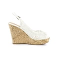 thumbnail image 3 of BLISSFUL STEP Chaussures pour Femmes Sandales à Plateforme en Dentelle Florale à Bout Ouvert à Talon Compensé Blanches 5,5, 3 of 8