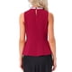 thumbnail image 3 of INSPIRAR CHIC Blusas sin mangas de cuello halter con cuentas y abertura en forma de llave, peplum, color burdeos, 3 of 5