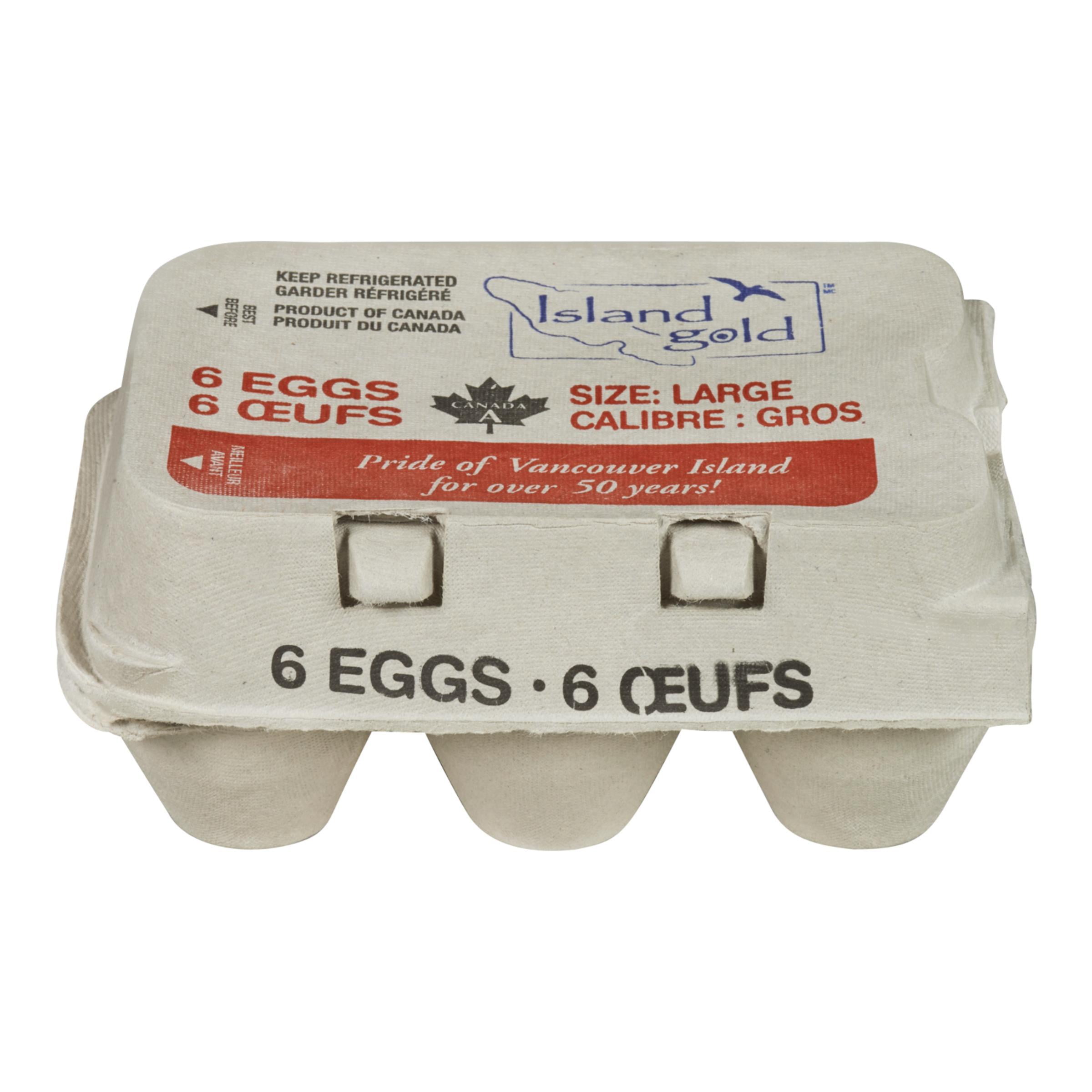 Island Gold 6 Pack Large White Eggs