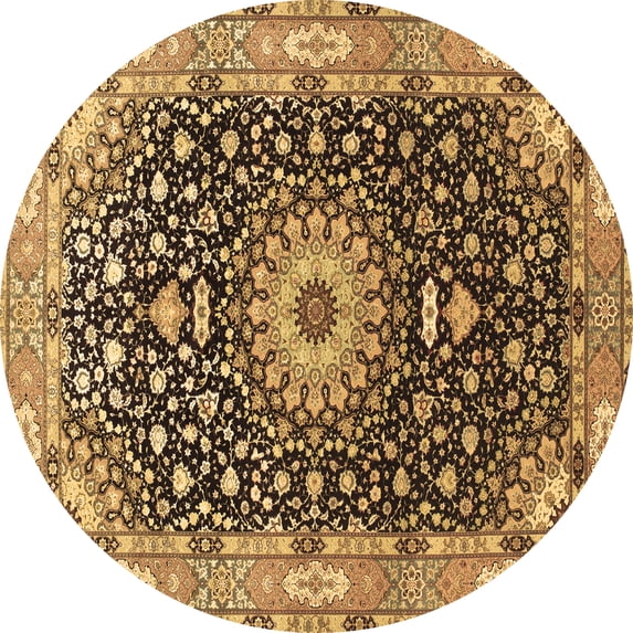 Ahgly Company Indoor Round Medallion Brown Traditional Area Rugs, 3' Round