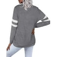 thumbnail image 3 of Womens Casual Sweatshirts Color Block Long Sleeve Sweaters Buttons Henley, 3 of 5