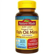 Nature Made Burp-Less Omega-3 from Fish Oil 1400 mg Minis, Dietary Supplement for Heart Health, Eyes and Brain Support, 60 Softgels, 30 Day Supply
