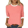 thumbnail image 3 of JURANMO 3/4 Length Sleeve Womens Tops Casual Summer Spring Vacation Trendy T Shirts Crewneck Color Block Three Quarter Tunic Blouse Prime Sales of The Day Orange XXL, 3 of 6