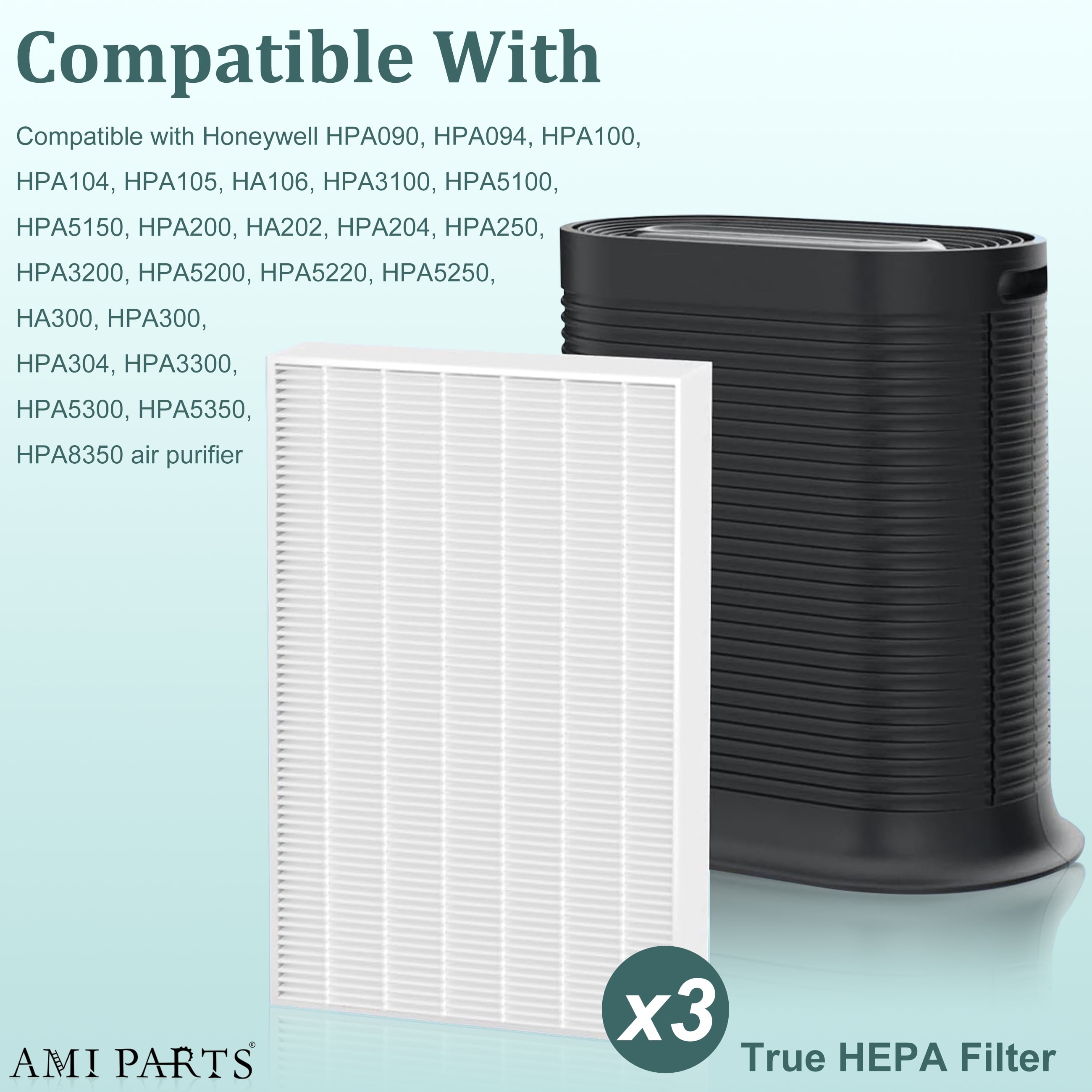 AMI PARTS HPA300 True HEPA Replacement Filter for Honeywell Air Purifier HPA300 HPA200 HPA100 Replace HRF-R3
