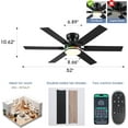 thumbnail image 4 of Phorus 52" Black Ceiling Fan with Dimmable LED Light & RGB Ambient Ring, Remote & App Control, Quiet DC Motor, 6 Speeds, Reversible Airflow, Energy Efficient, 4 of 8