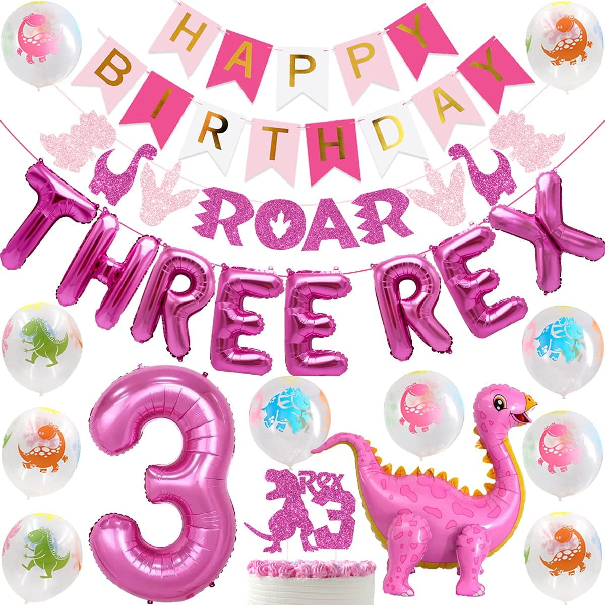 Big Dot of Happiness 3rd Birthday Roar Dinosaur - Paper Straw Decor - Three  Rex Dino Third Birthday Party Striped Decorative Straws - Set of 24