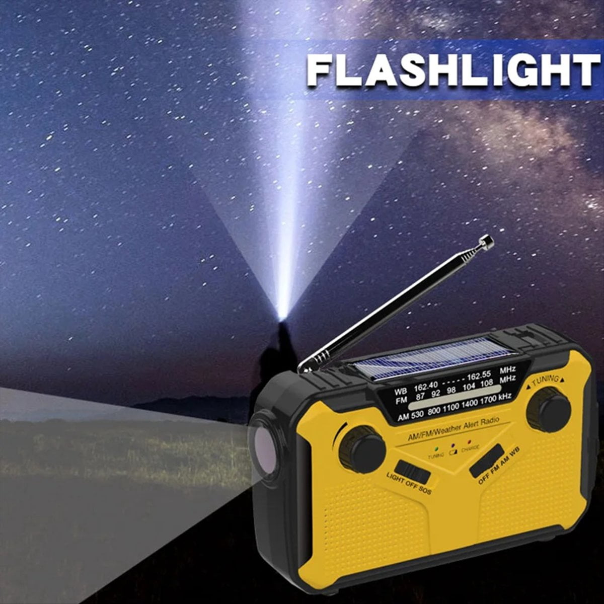 Emergency Radio Solar Hand Crank Radio AM/FM Radio LED Flashlight SOS Alarm Power Bank Speaker Gray,1 * Emergency Radio,Gray