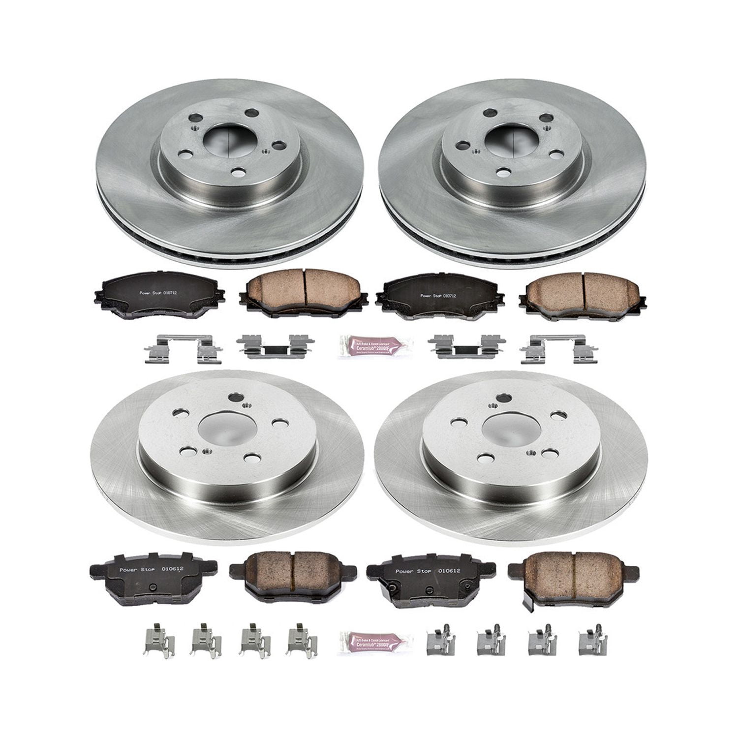 Power Stop Front and Rear Stock Replacement Brake Pad and Rotor Kit KOE4140
