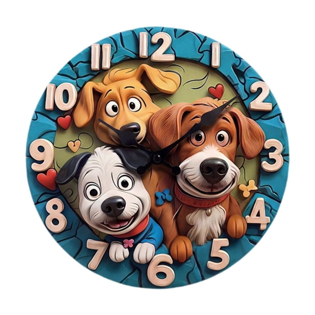 Reloj de pared con forma de cachorro, acrílico, funciona con pilas, silencioso, moderno, decorativo, colgante. 25 cm