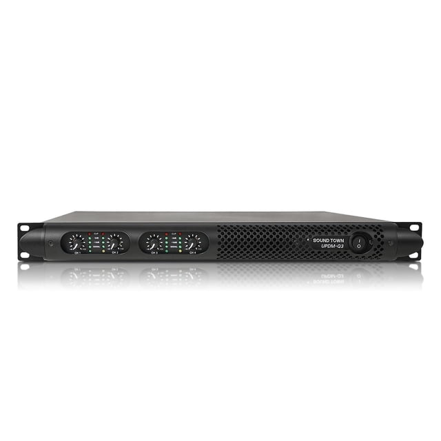 Sound Town Amplificador de potencia ligero de 1U de 4 canales PA/DJ, 4 x 1150 W a 4 ohmios para inst