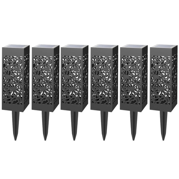 Niceauty Solar Lamp 6Pcs Black Outdoor Garden Lighting Easy Install No Wiring Required