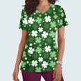thumbnail image 1 of Fiudx Ofertas Flash Del Día Solo En Línea Blusa de Manga Corta con Cuello En V para Mujer, Uniforme de Trabajo, Impresión de Bolsillo, 1 of 5