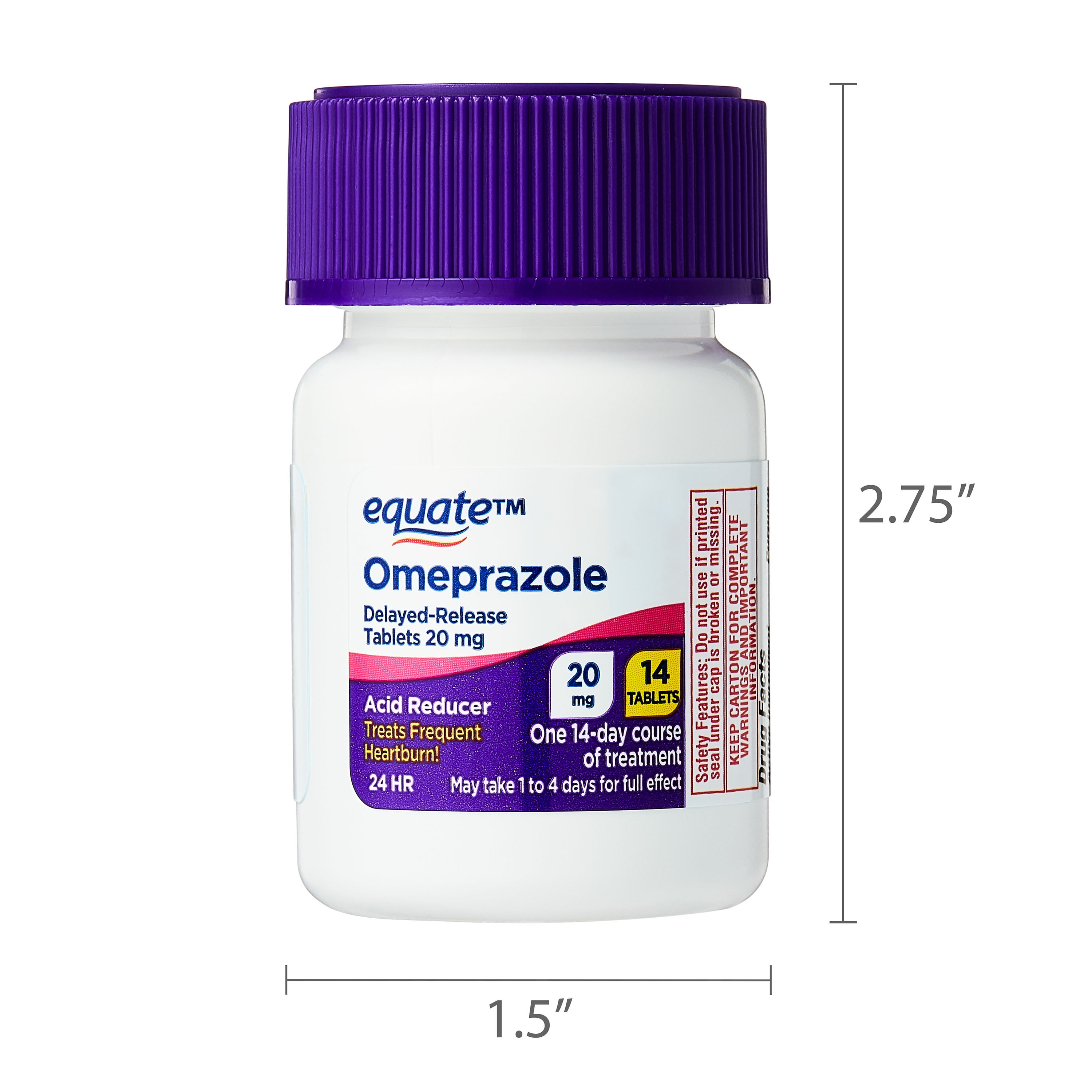 Equate Omeprazole Delayed-Release Acid Reducer Tablets, 20 mg, 28 Count, , Compare to Prilosec OTC active ingredient