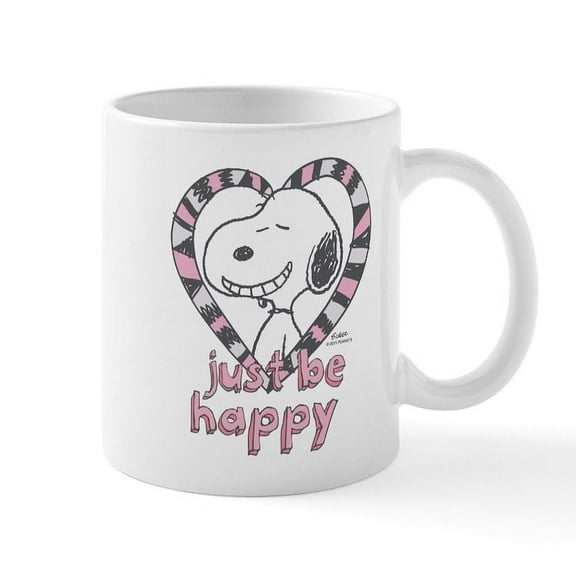 CafePress - Snoopy Just Be Happy Mugs - 11 oz Ceramic Mug - Novelty Coffee Tea Cup