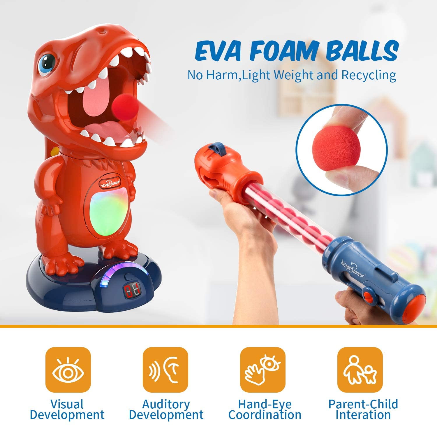  Dinosaur Toys Shooting Games for Kids Shooting Toys Target  Practice with LCD Score Record and 24 Foam Balls,Air Balls Shooting Foam  Ball Game for Boys Girls and Adult Ideal Gifts Toys
