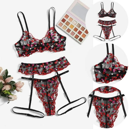 

Bra Sets For Women New Fashion Lace Lingerie Underwear Sleepwear Steel Ring Pajamas Garter