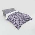 thumbnail image 3 of Flower Duvet Cover Set, Continuous and Funky Floral Pattern with Leaves in Violet Tones, Bedding Set with Shams and Fitted Sheet, 3 Sizes, by Ambesonne, 3 of 3