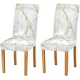 thumbnail image 2 of 4 Pack Chair Covers for Dining Room,White Gold Marble Texture Stretchable Dining Chair Slipcover Washable Removable for Kitchen,Hotel,Restaurant,Ceremony Protector - Universal Size, 2 of 6