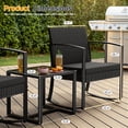 thumbnail image 3 of Homall 3 Pieces Outdoor Rocking Chairs, PE Rattan Chairs with Cushions and Coffee Table Conversation Set, 3 of 7