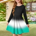 thumbnail image 2 of Abcomgle Girls Long Sleeve Dresses 7-16 A-Line Fall Girls T-Shirt Dresses Gradient Crew Neck Girls Skater Dress Summer Swing Dresses for 4-14t Kids 4-5 Years,Mint Green, 2 of 5