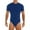 Blue, variant on YONGHS Men's Short Sleeve Sports Bodysuit Leotard Shirt Romper Stretchy Garment Black XXL