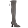 thumbnail image 1 of Unique Bargains Women's Chunky Heels Rhinestone Over the Knee High Boots Grey (Size 10), 1 of 8