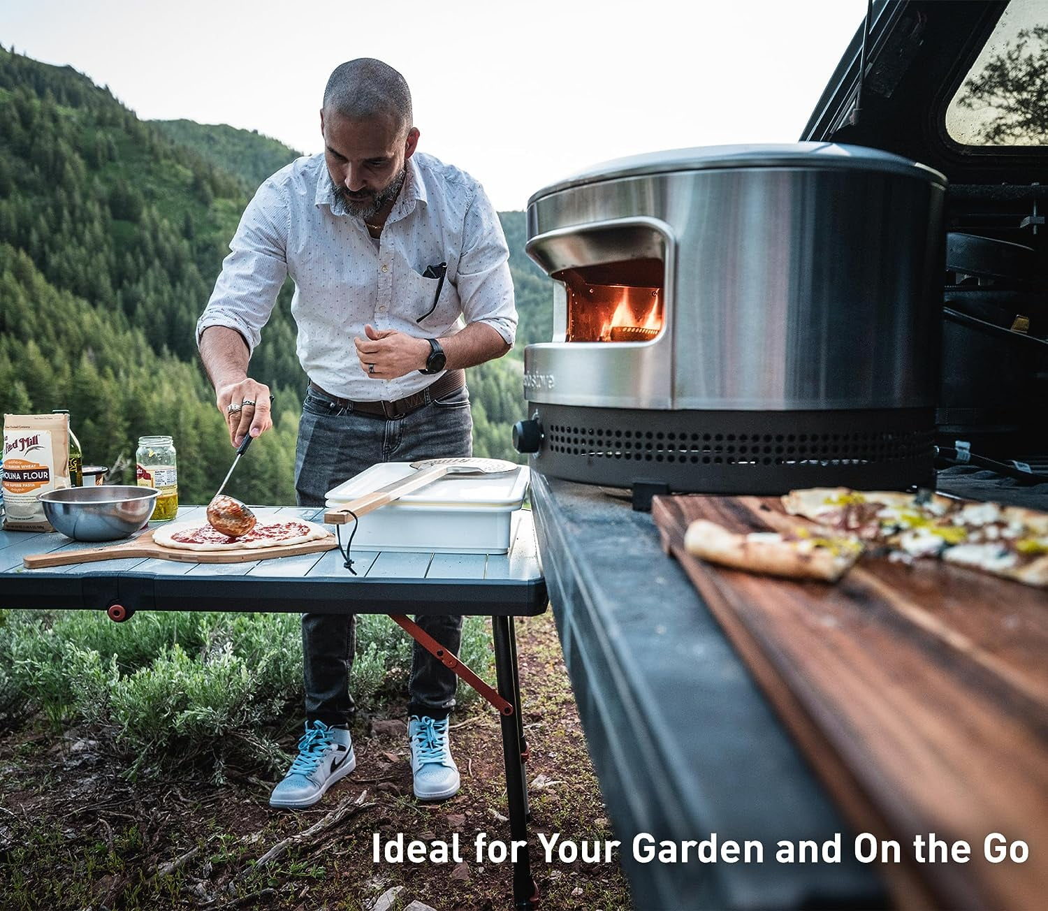 Solo Stove Pi Prime Gas Pizza Oven Outdoor | Portable, Stainless Steel Powerful Demi-Dome Heating, Cordierite Pizza Stone, Panoramic Opening, Perfect for Authentic Stone Baked Pizzas