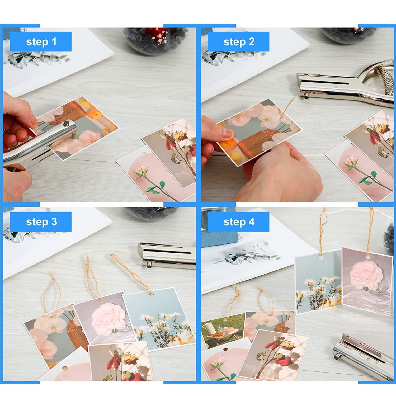 PloutoRich Hole Puncher, Single Hole Punch, Heavy Duty Paper Puncher Single, Portable Hand Held Long Hole Punch for Paper Cards Plastic Cardboard, 6mm
