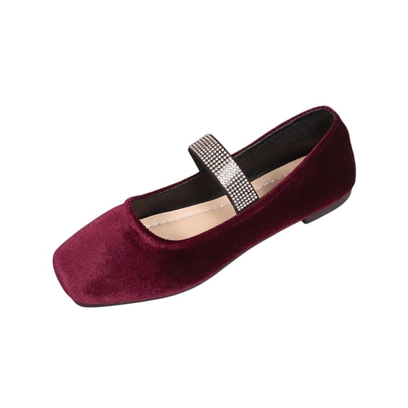 Wensltd Women Shoes Spring Fall Square Toe Loafers Solid Color All Season Daily Wear Comfort Fit Shoes Wine