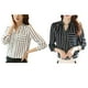 thumbnail image 2 of Blusa de mujer de manga larga con cuello en V y bolsillo frontal a rayas blancas y negras sidaley FS11531-01, 2 of 7