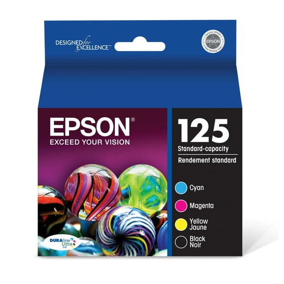 EPSON 125 DURABrite Ultra Ink Black & Color Cartridge Combo Pack For Stylus NX-125, NX-127, NX-130, NX-230, NX-420, NX-530, NX-625, WorkForce WF-320, WF-323, WF-325, WF-520