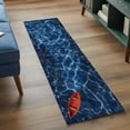 thumbnail image 3 of Navy Blue Ocean Waves 2'x6' Runner Rugs for Hallway Kitchen Bedside Non Slip Washable, Red Boat Coastal Entryway Rug Runners with Rubber Backing, Long Carpet Runner for Laundry Room, 3 of 8