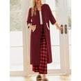 thumbnail image 2 of Oudiya Women Zipper Robe Loungewear Dress Full Length Nightgown Housecoat 3/4 Sleeves Sleepwear with Pockets, 2 of 6