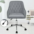 thumbnail image 3 of ENJOYOU Office Chair Velvet Modern Upholstered Desk Chair Mid-Back Task Chair Height Adjustable Armchair Shell Shape Computer Chair Comfy Chair for Bedroom, 3 of 6